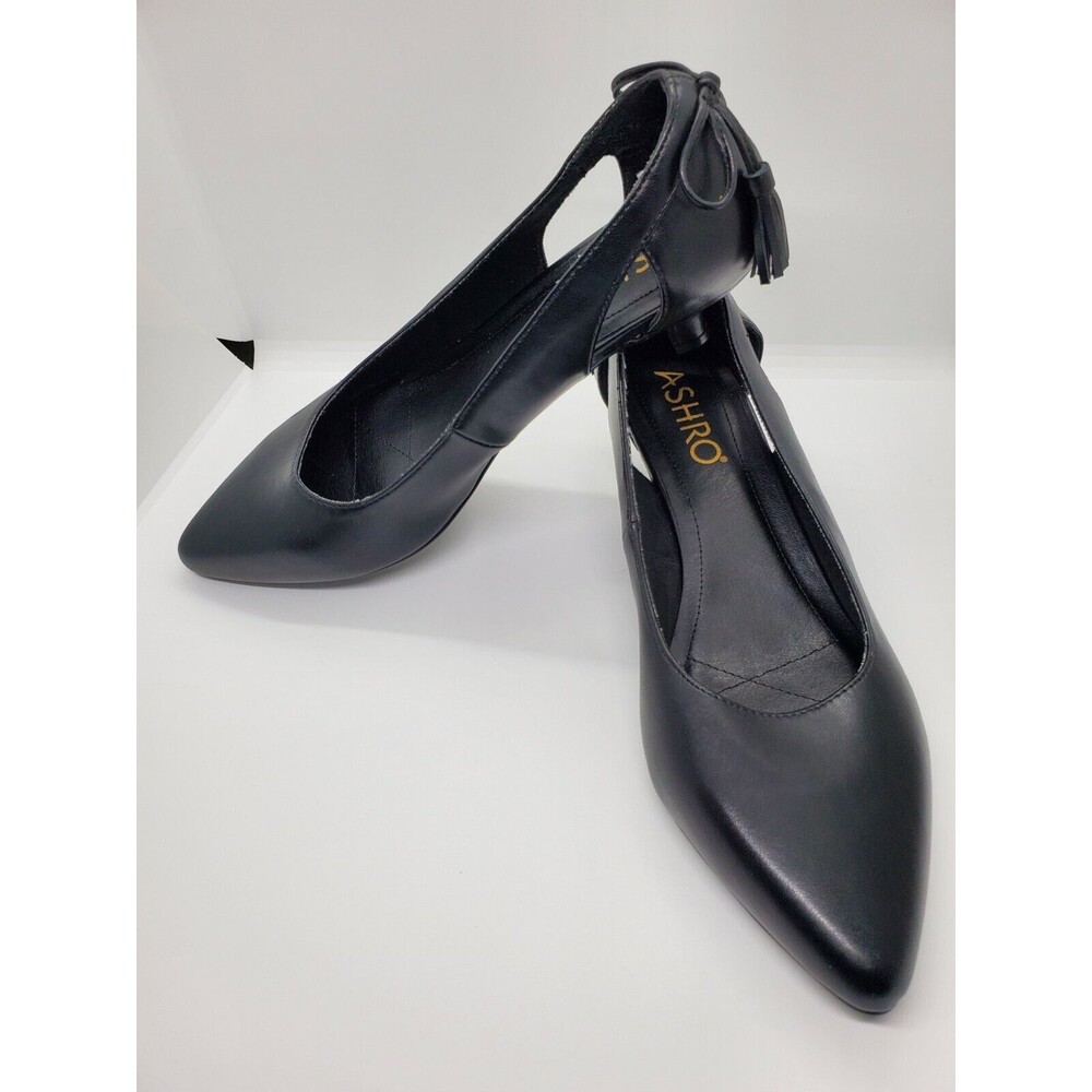 ASHRO Womens Cathina Slip on Dress Shoes Size 9M Black Kitten Heel